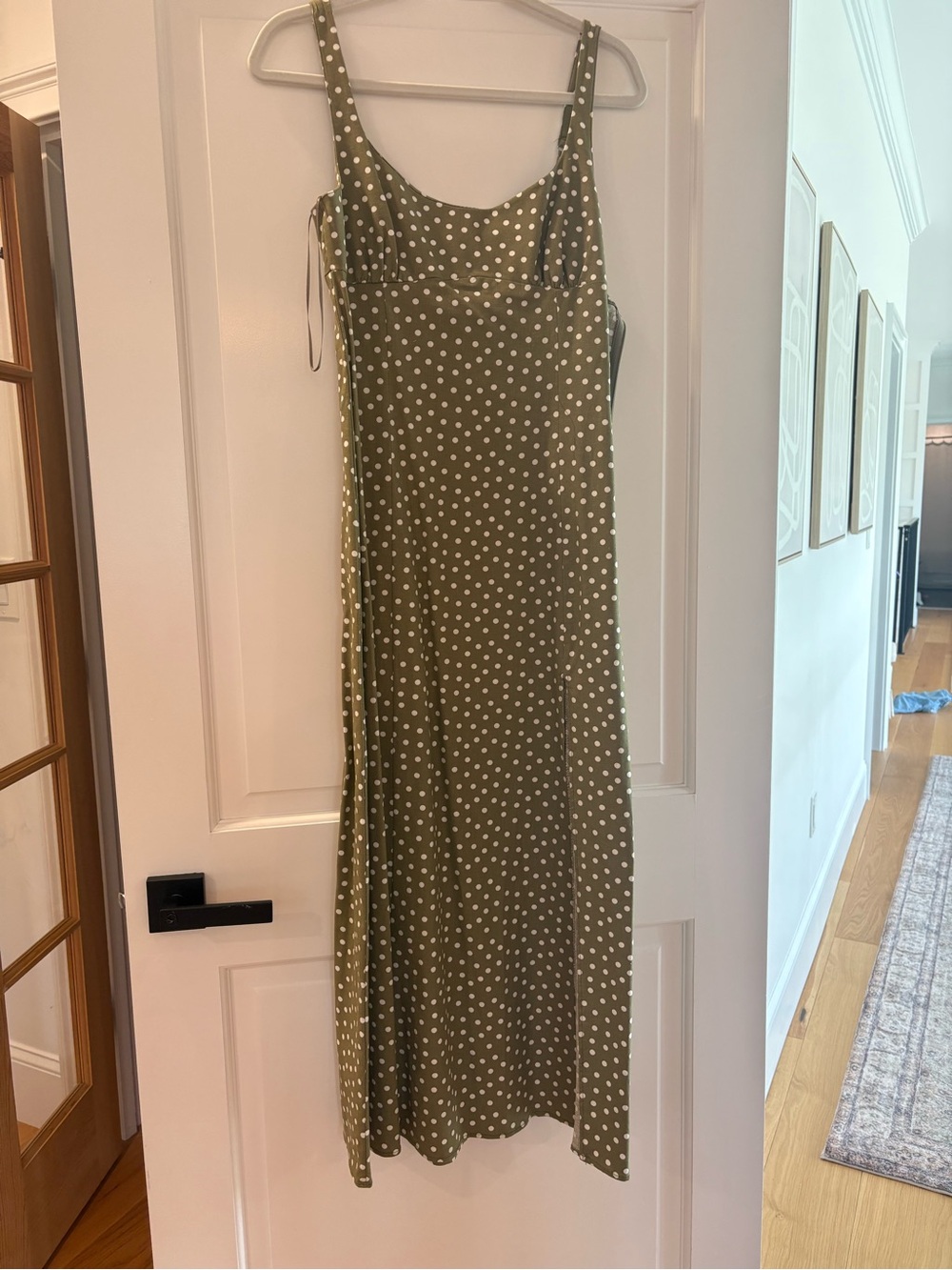 Zara Olive Green Polka Dot Maxi Dress